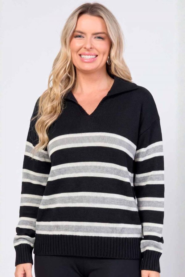 POLO TRICOT LISTRADA SOFIE PRETO
