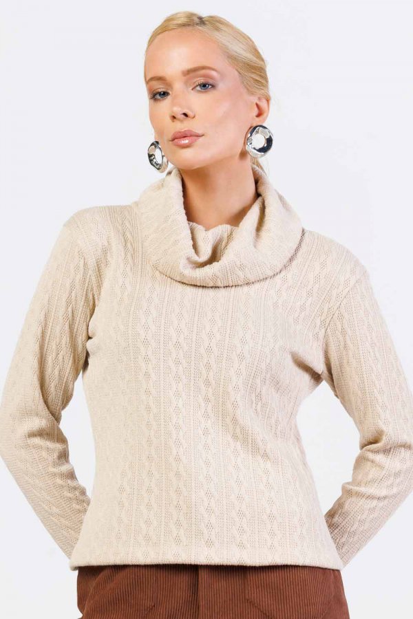 BLUSA FEMININA TRICOT MANUELA AREIA