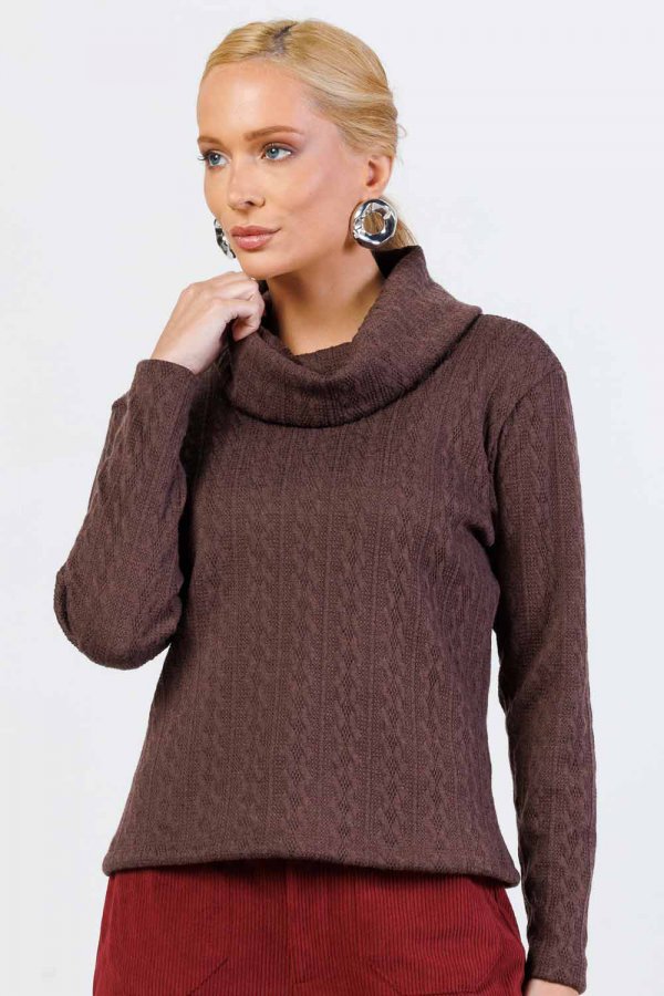 BLUSA FEMININA TRICOT MANUELA MARROM