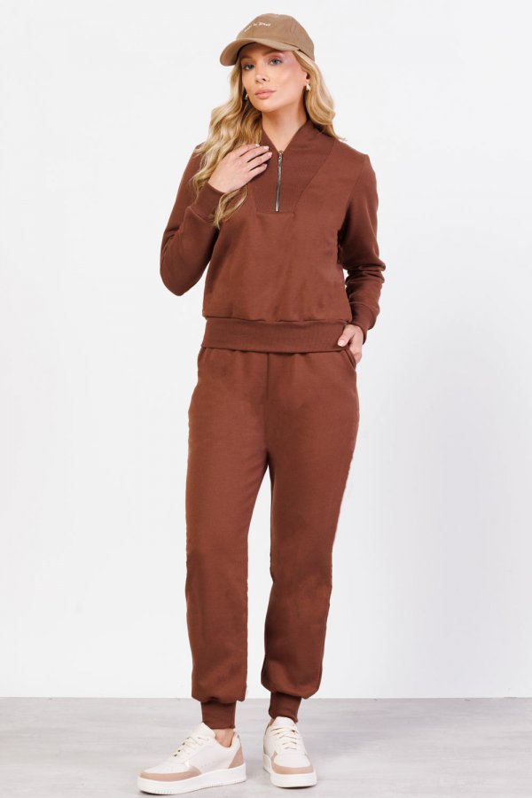 CONJUNTO FEMININO MOLETOM PELUCIADO MELANIE MARROM