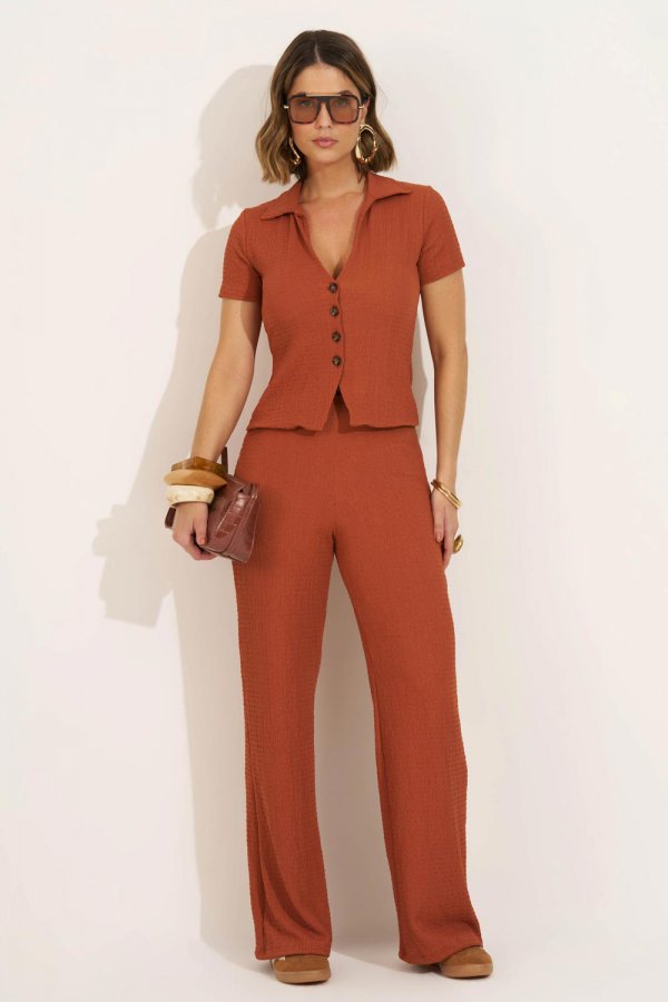 CONJUNTO FEMININO TEXTURIZADO VERONA TERRACOTA