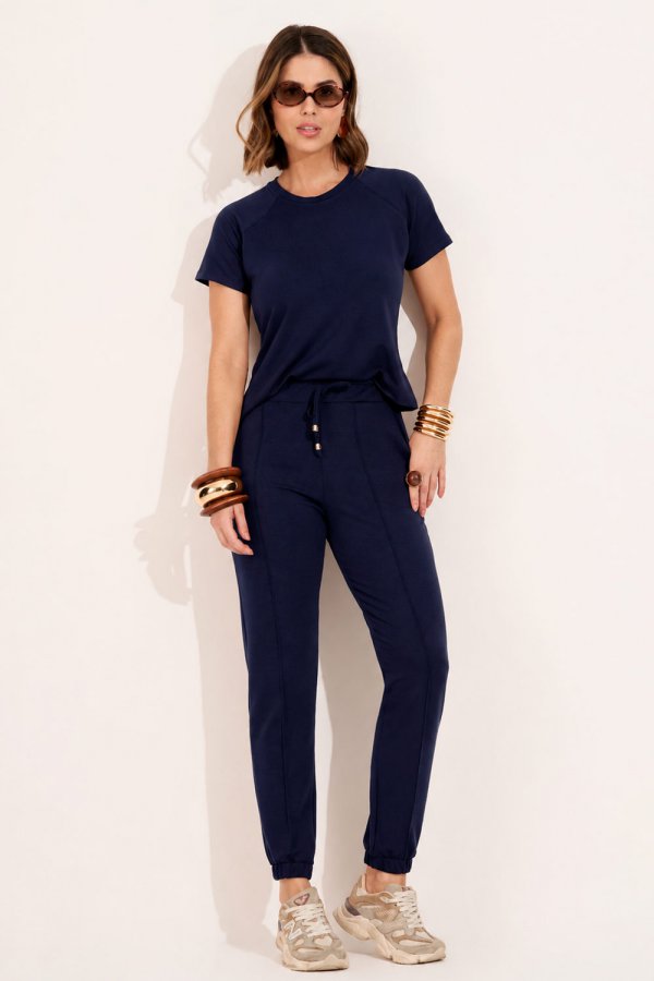 CONJUNTO FEMININO MOLECOTTON NANDA AZUL MARINHO