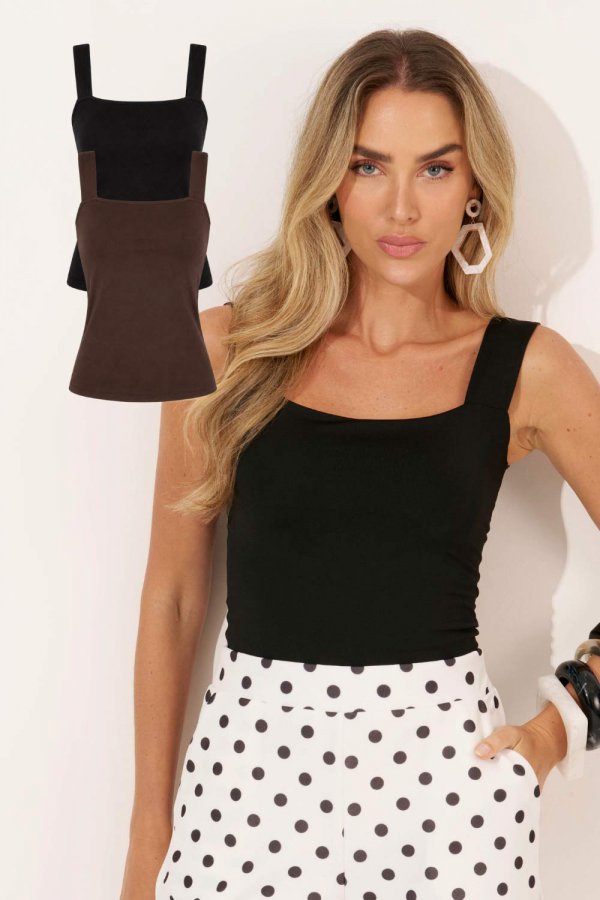BLUSA POLIAMIDA DUPLA FACE VIRGINIA PRETO/MARROM