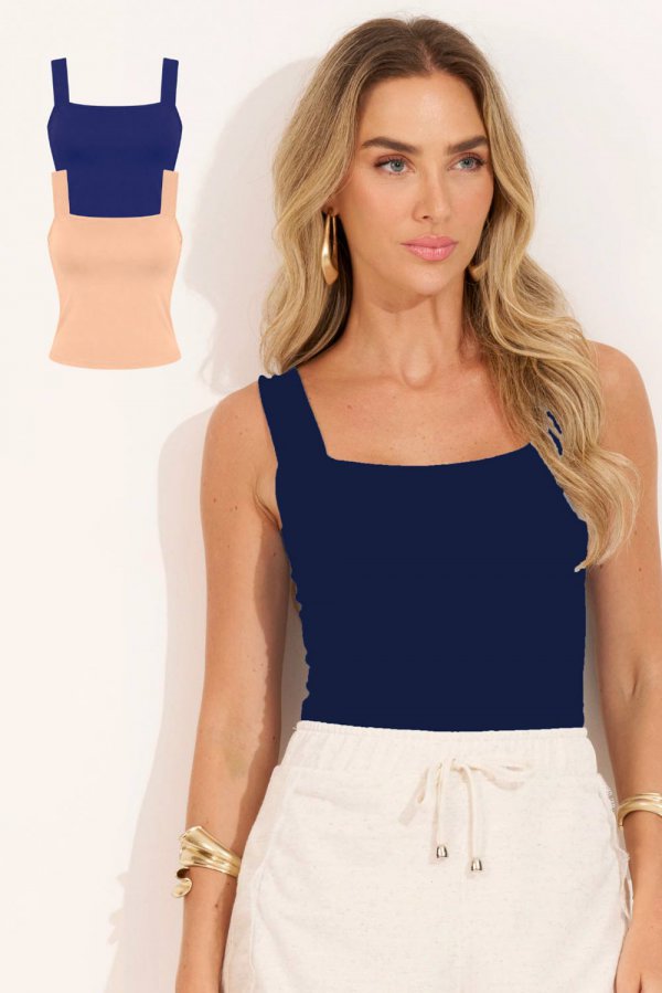 BLUSA POLIAMIDA DUPLA FACE VIRGINIA MARINHO/NUDE
