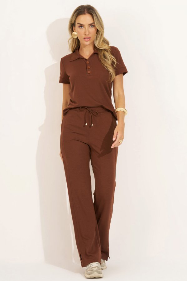 CONJUNTO FEMININO MOLECOTTON DARLENE MARROM