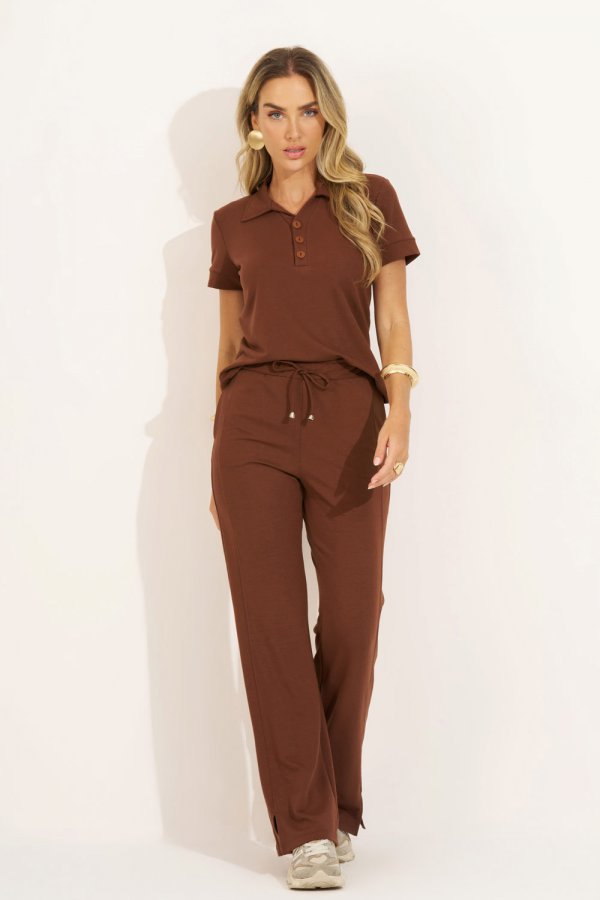 CONJUNTO FEMININO MOLECOTTON DARLENE MARROM