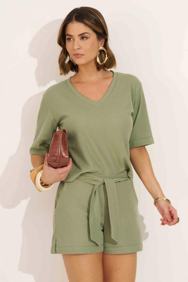 CONJUNTO FEMININO TEXTURIZADO VENEZA VERDE