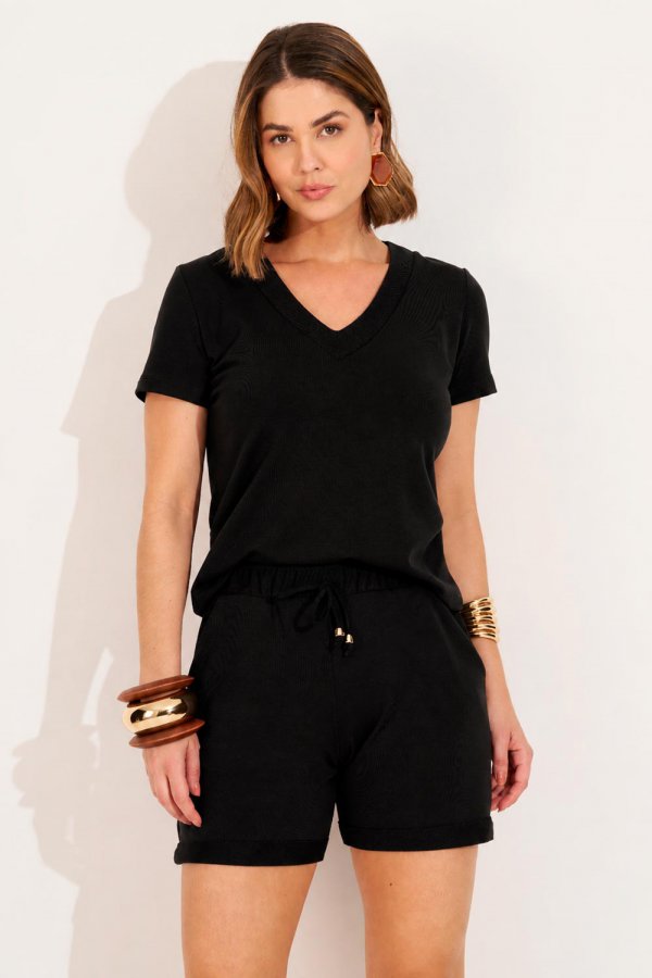 CONJUNTO FEMININO MOLECOTTON MARLUCI PRETO
