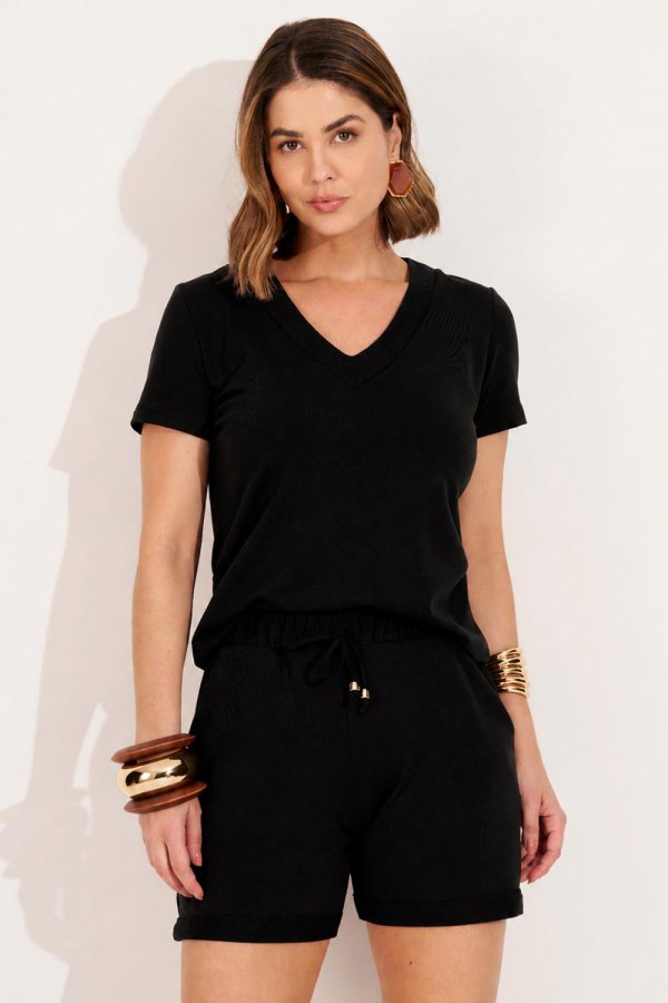 CONJUNTO FEMININO MOLECOTTON MARLUCI PRETO