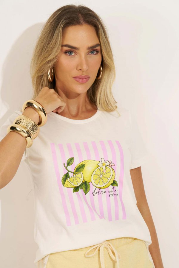 T-SHIRT FEMININA DOLCE VITA OFF WHITE