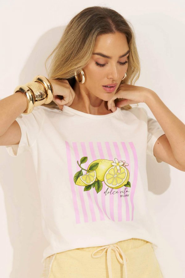 T-SHIRT FEMININA DOLCE VITA OFF WHITE