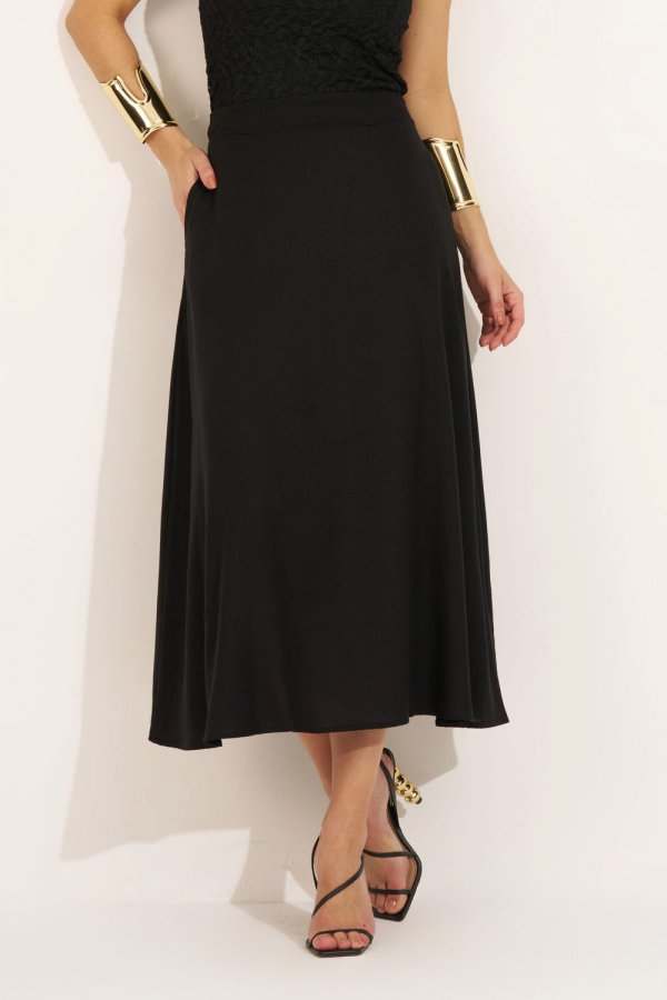 SAIA FEMININA LINHO SAMIA PRETO